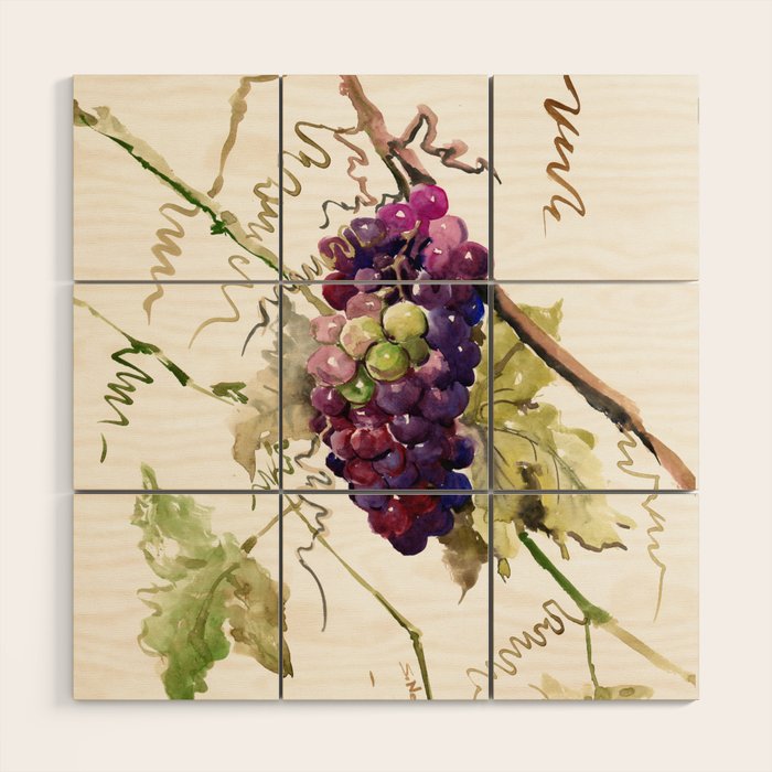 Grapes, California Vineyard Wine Lover design Wood Wall Art Gallery Image 1