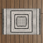 Black & White Symmetrical Pattern #2 Outdoor Rug Gallery Image 1