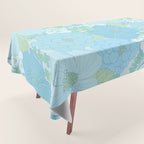 Light Blue Pastel Vintage Floral Pattern Tablecloth Gallery Image 1