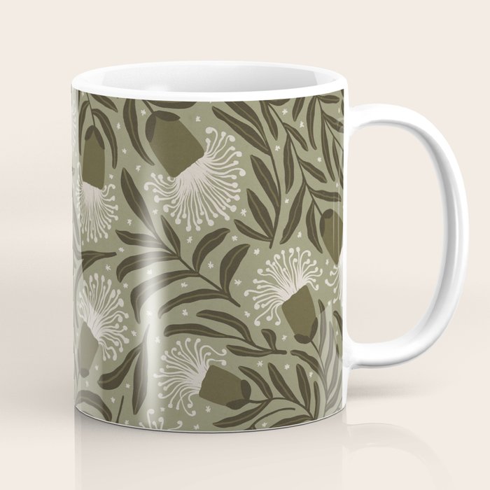 Whimsical Florals / Cream & Green Coffee Mug Gallery Image 1
