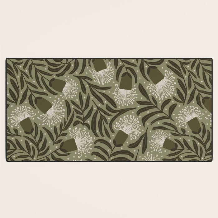 Whimsical Florals / Cream & Green Desk Mat Gallery Image 3