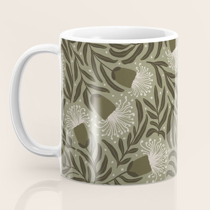 Whimsical Florals / Cream & Green Coffee Mug Gallery Image 3
