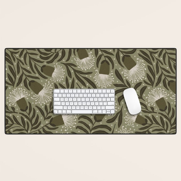 Whimsical Florals / Cream & Green Desk Mat Gallery Image 1
