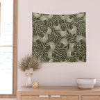 Whimsical Florals / Cream & Green Wall Tapestry Gallery Image 2
