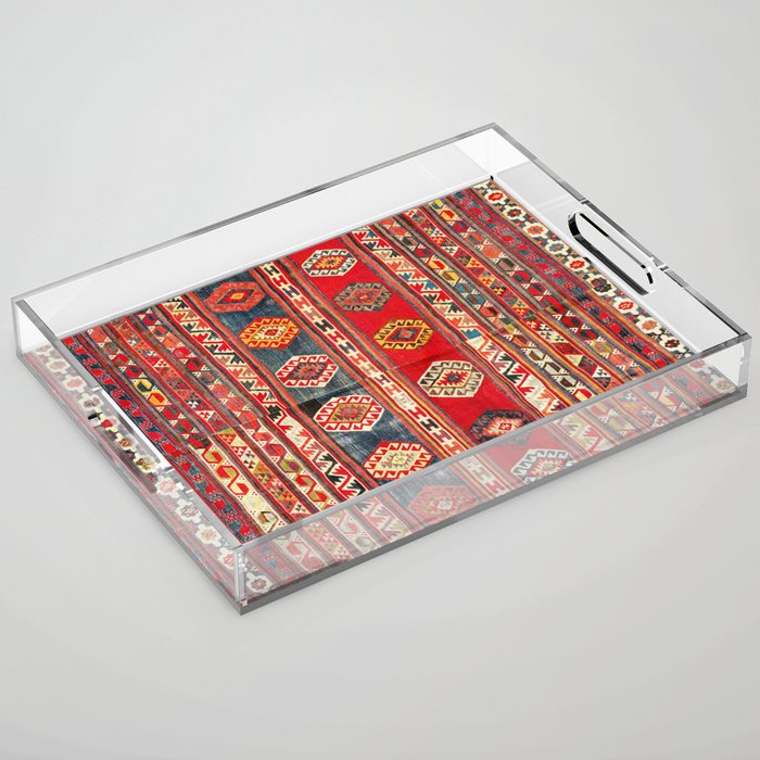West Anatolian  Antique Turkish Kilim Print Acrylic Tray Gallery Image 1