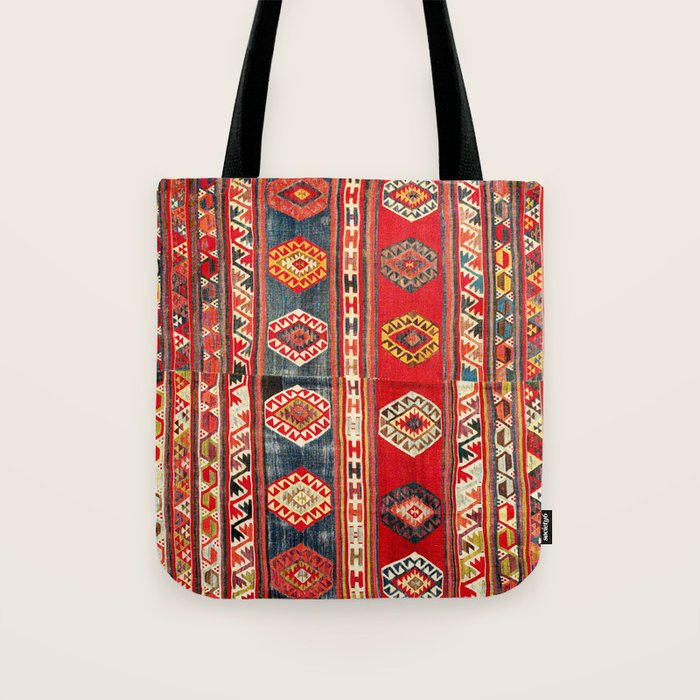 West Anatolian  Antique Turkish Kilim Print Tote Bag Gallery Image 1