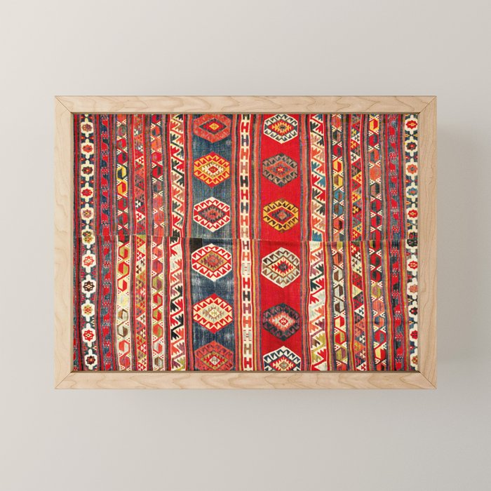 West Anatolian  Antique Turkish Kilim Print Mini Art Print Gallery Image 1
