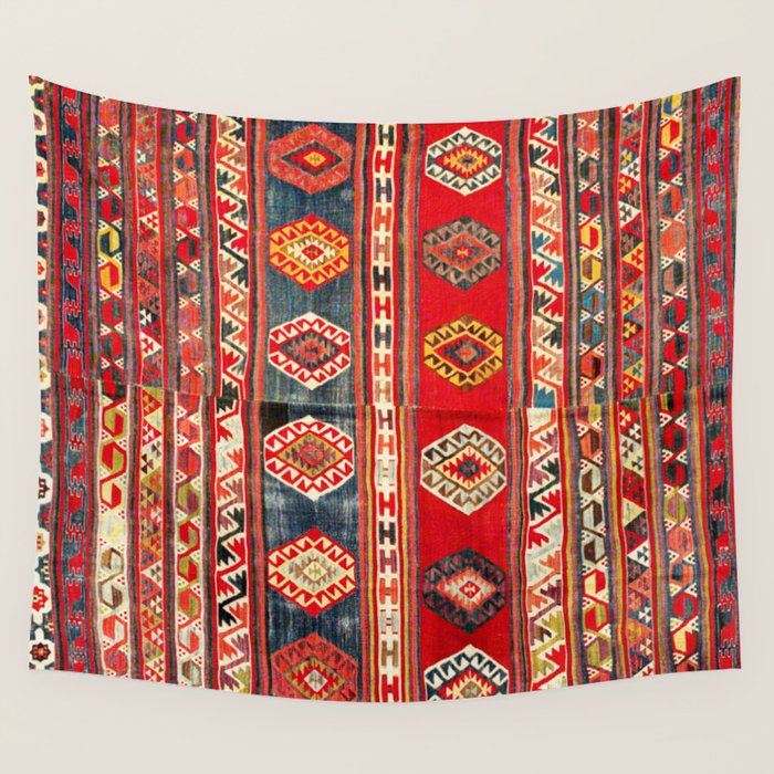 West Anatolian  Antique Turkish Kilim Print Wall Tapestry Gallery Image 4