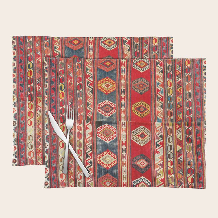 West Anatolian  Antique Turkish Kilim Print Placemat Gallery Image 1