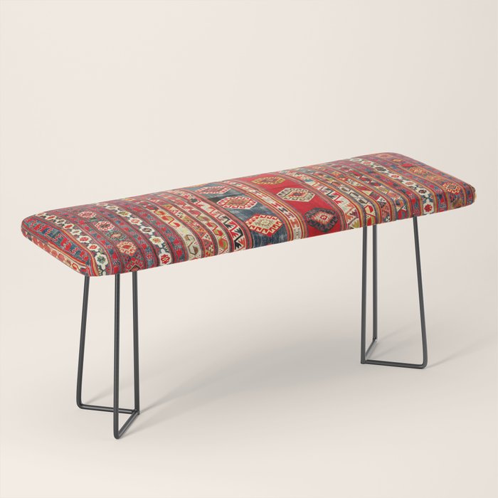 West Anatolian  Antique Turkish Kilim Print Bench Gallery Image 1