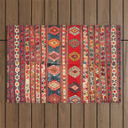 West Anatolian  Antique Turkish Kilim Print Outdoor Rug Gallery Image 1