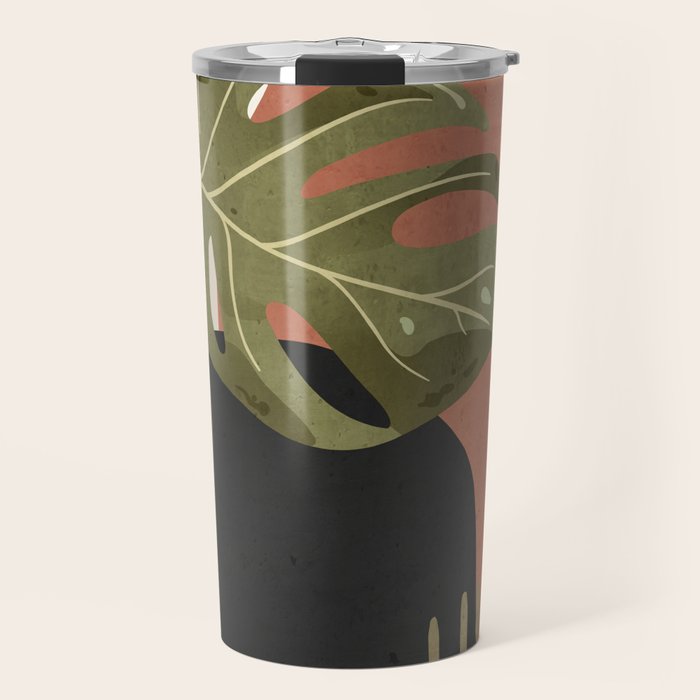 Tropical Leaf- Abstract Art 7 Travel Mug Gallery Image 1