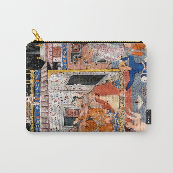 -India, Mughal, Reign of Akbar, 16th century - Page from Tales of a Parrot (Tuti-nama)- Eighth night- The deceitful wife a - 1962 Carry All Pouch Gallery Image 1