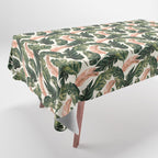 Leaf green and pink Tablecloth Gallery Image 1