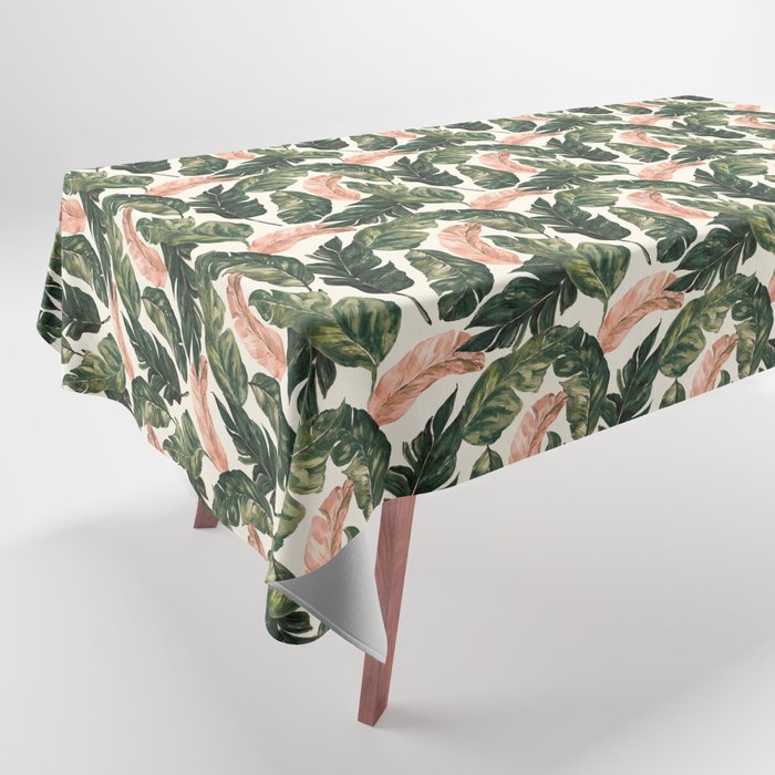 Leaf green and pink Tablecloth Gallery Image 1