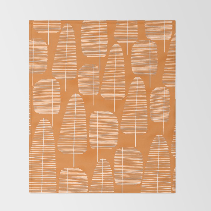 Mid Century Modern Forest Navel Orange Throw Blanket Gallery Image 2