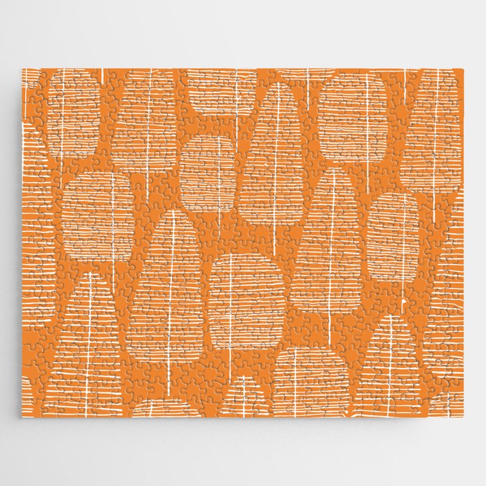 Mid Century Modern Forest Navel Orange Jigsaw Puzzle Gallery Image 1