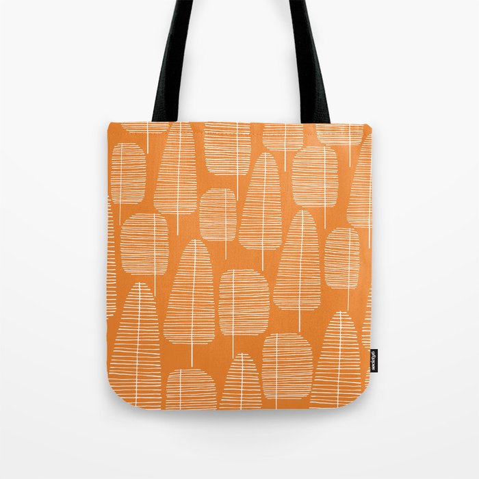 Mid Century Modern Forest Navel Orange Tote Bag Gallery Image 1