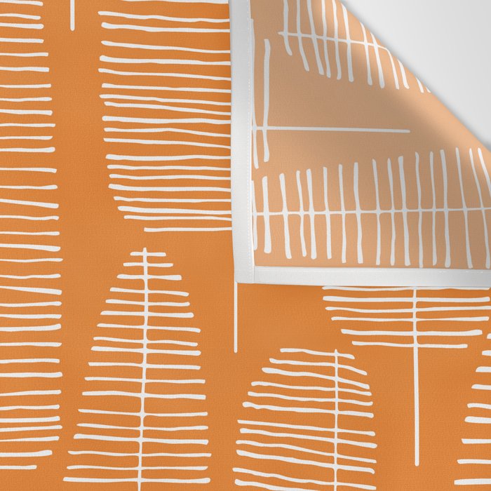 Mid Century Modern Forest Navel Orange Wall Tapestry Gallery Image 3