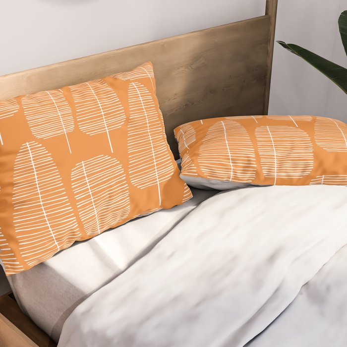 Mid Century Modern Forest Navel Orange Pillow Sham Gallery Image 2