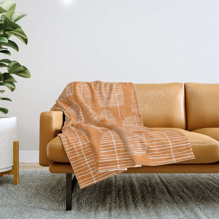 Mid Century Modern Forest Navel Orange Throw Blanket Gallery Image 1