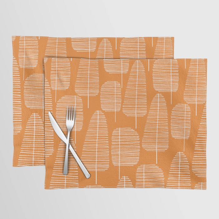 Mid Century Modern Forest Navel Orange Placemat Gallery Image 1