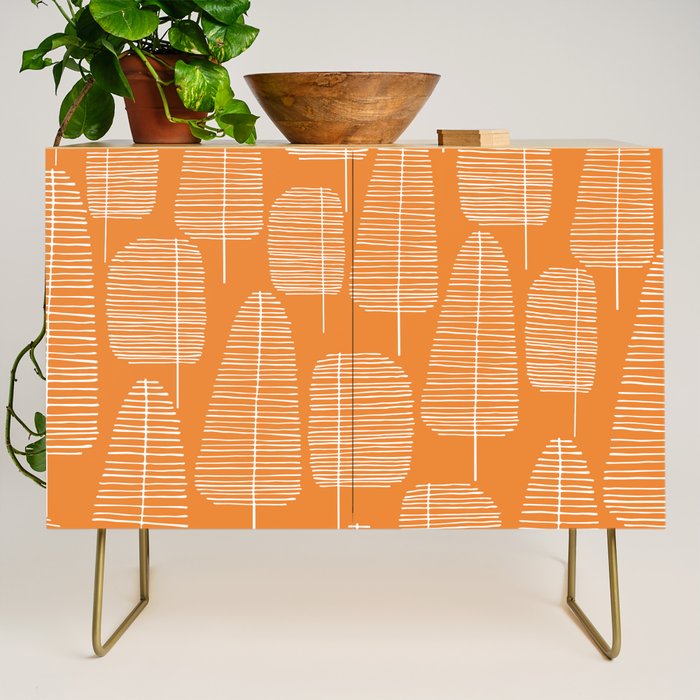 Mid Century Modern Forest Navel Orange Credenza Gallery Image 1