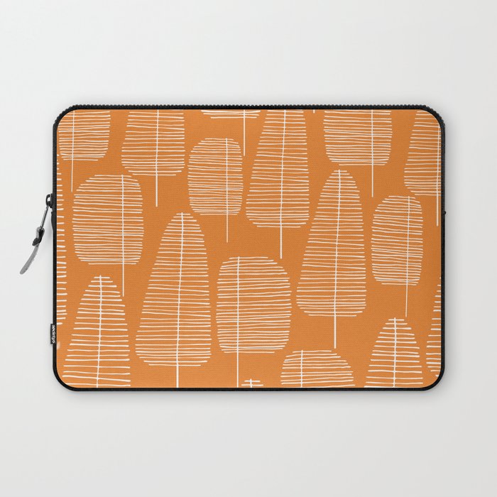 Mid Century Modern Forest Navel Orange Laptop Sleeve Gallery Image 1