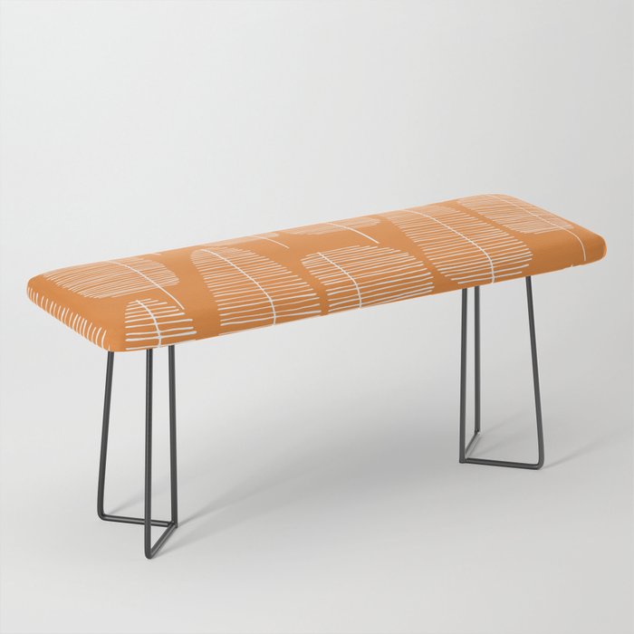Mid Century Modern Forest Navel Orange Bench Gallery Image 1