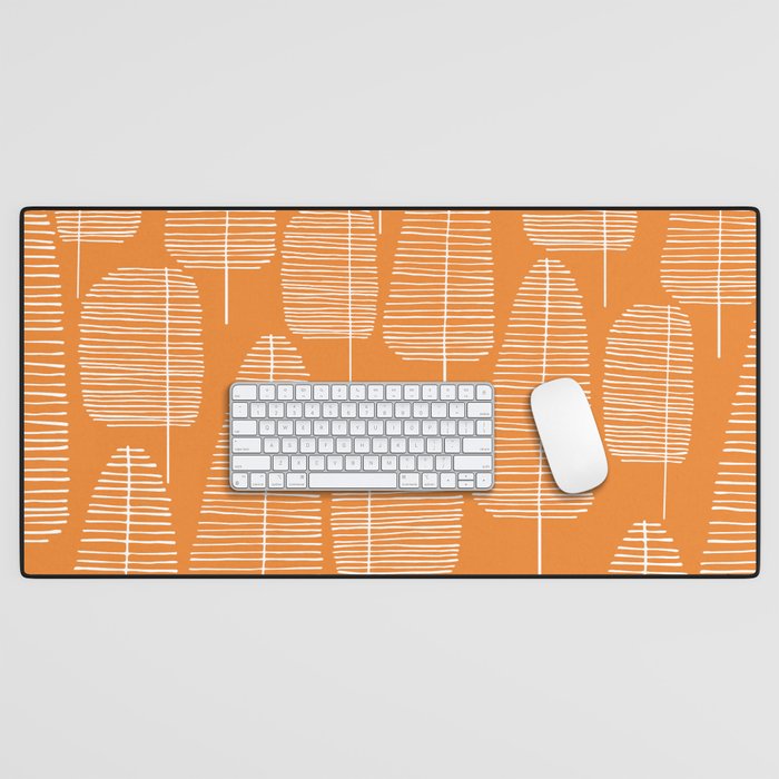 Mid Century Modern Forest Navel Orange Desk Mat Gallery Image 1