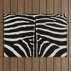 Zebra Wild Animal Print 237 Black and Linen White Outdoor Rug Gallery Image 1