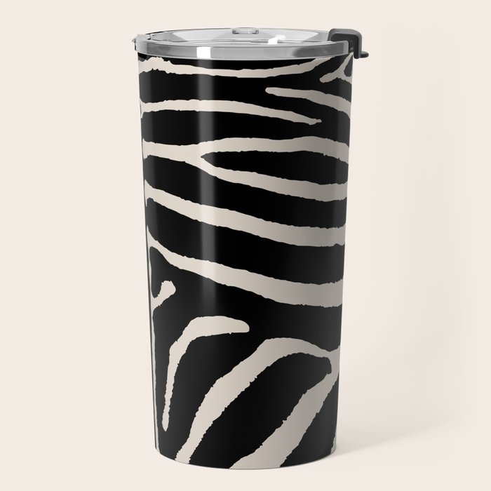 Zebra Wild Animal Print 237 Black and Linen White Travel Mug Gallery Image 2