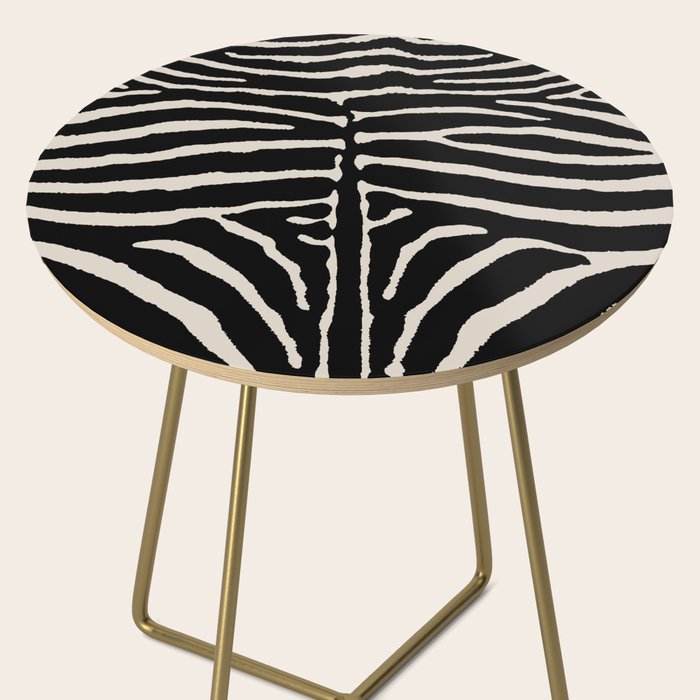 Zebra Wild Animal Print 237 Black and Linen White Side Table Gallery Image 2
