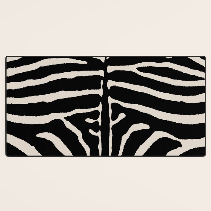 Zebra Wild Animal Print 237 Black and Linen White Desk Mat Gallery Image 3
