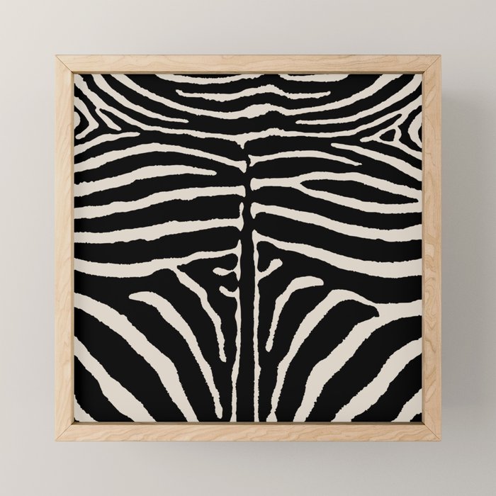 Zebra Wild Animal Print 237 Black and Linen White Mini Art Print Gallery Image 1
