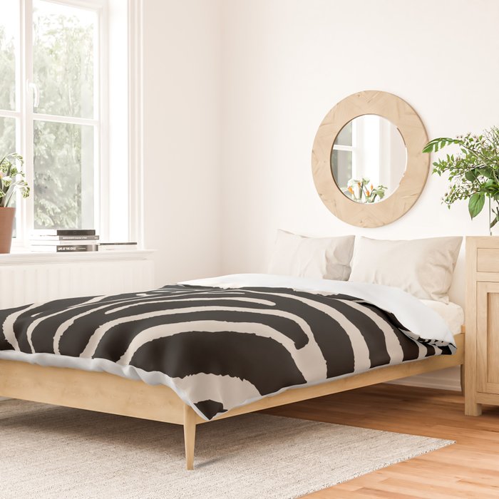 Zebra Wild Animal Print 237 Black and Linen White Duvet Cover Gallery Image 2