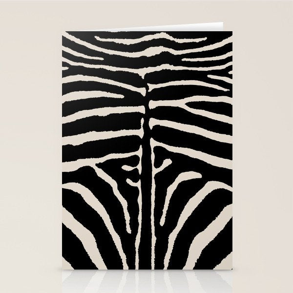 Zebra Wild Animal Print 237 Black and Linen White Stationery Card Gallery Image 2