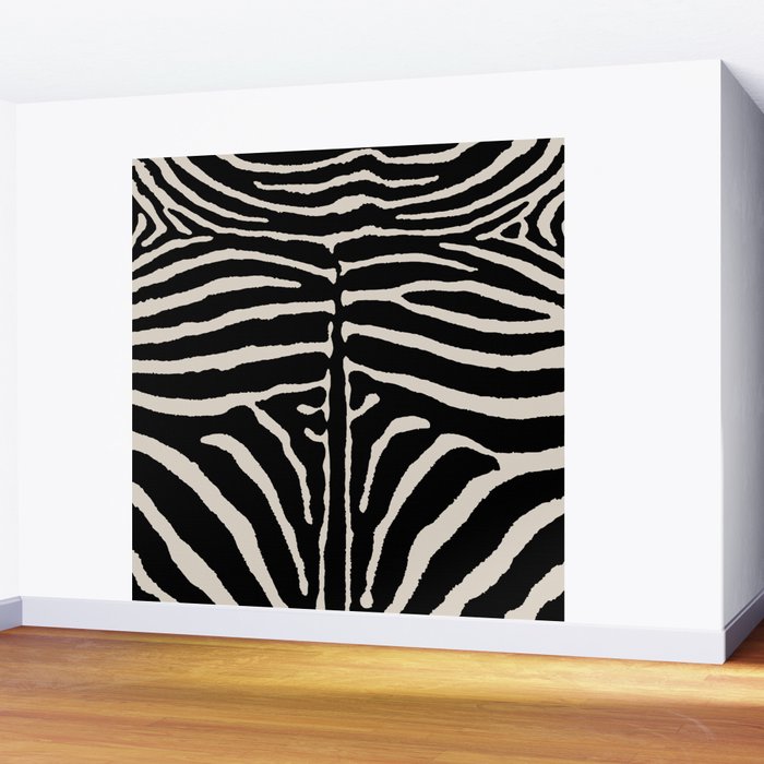 Zebra Wild Animal Print 237 Black and Linen White Wall Mural Gallery Image 2