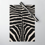 Zebra Wild Animal Print 237 Black and Linen White Wrapping Paper Gallery Image 1