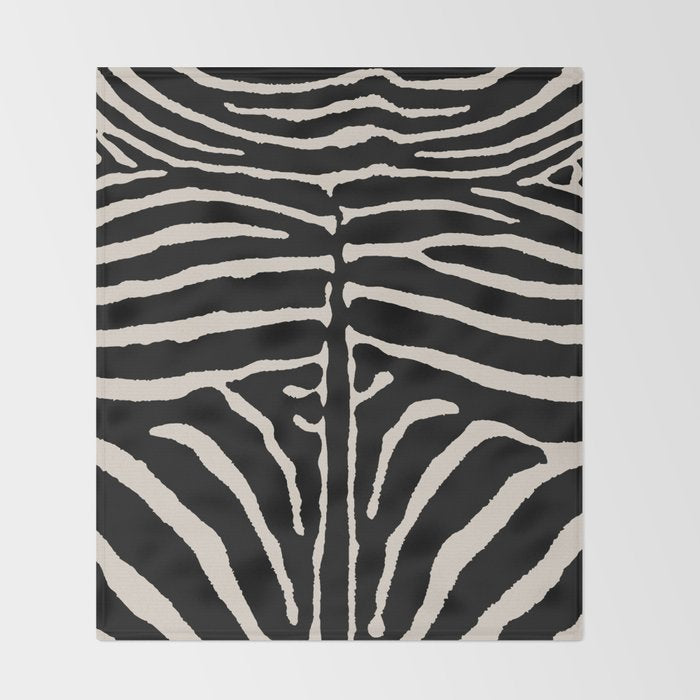 Zebra Wild Animal Print 237 Black and Linen White Throw Blanket Gallery Image 2