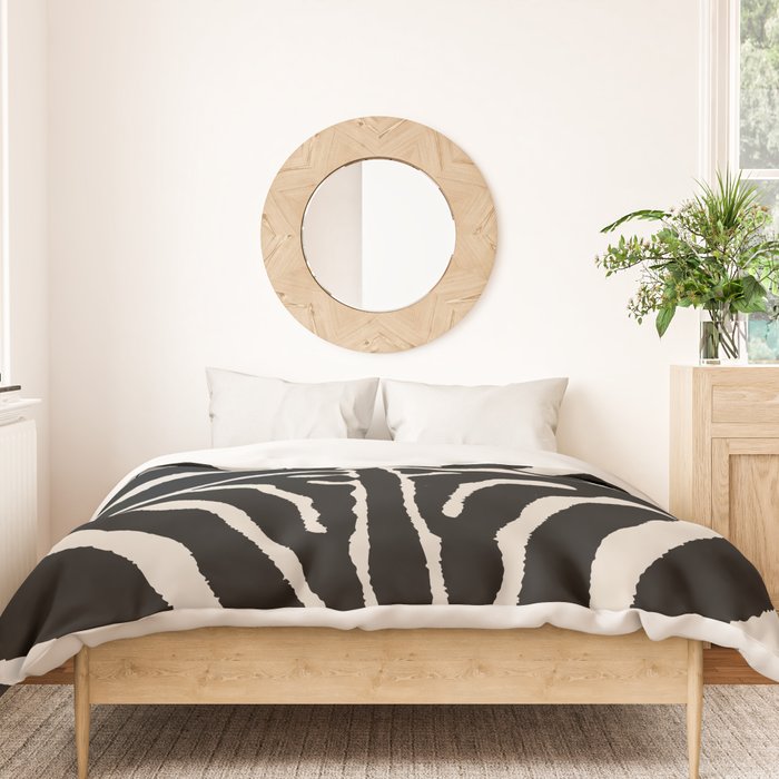 Zebra Wild Animal Print 237 Black and Linen White Duvet Cover Gallery Image 3