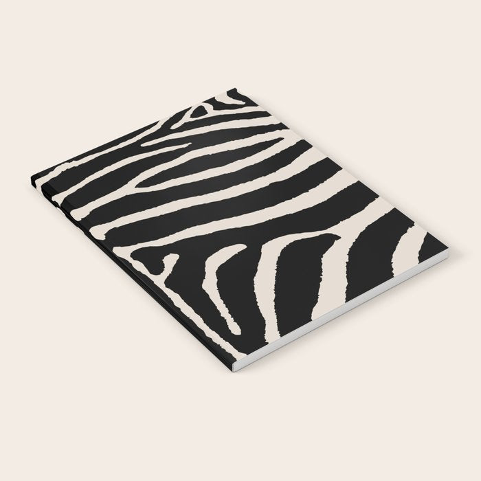 Zebra Wild Animal Print 237 Black and Linen White Notebook Gallery Image 1