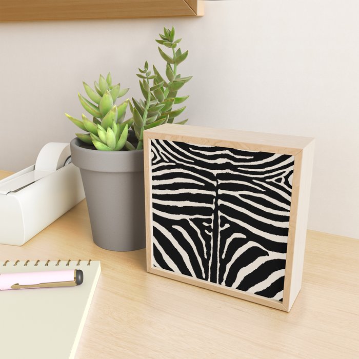 Zebra Wild Animal Print 237 Black and Linen White Mini Art Print Gallery Image 2