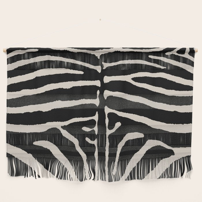Zebra Wild Animal Print 237 Black and Linen White Wall Hanging Gallery Image 1