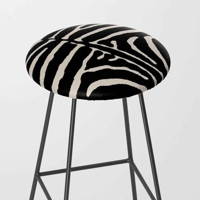 Zebra Wild Animal Print 237 Black and Linen White Stool Gallery Image 2