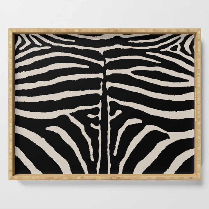 Zebra Wild Animal Print 237 Black and Linen White Serving Tray Gallery Image 1