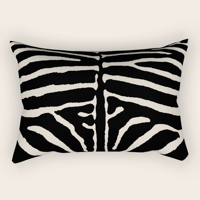 Zebra Wild Animal Print 237 Black and Linen White Rectangular Pillow Gallery Image 2