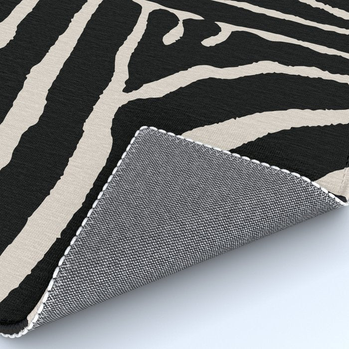 Zebra Wild Animal Print 237 Black and Linen White Rug Gallery Image 4