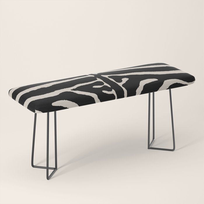 Zebra Wild Animal Print 237 Black and Linen White Bench Gallery Image 1