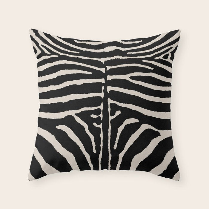 Zebra Wild Animal Print 237 Black and Linen White Throw Pillow Gallery Image 1